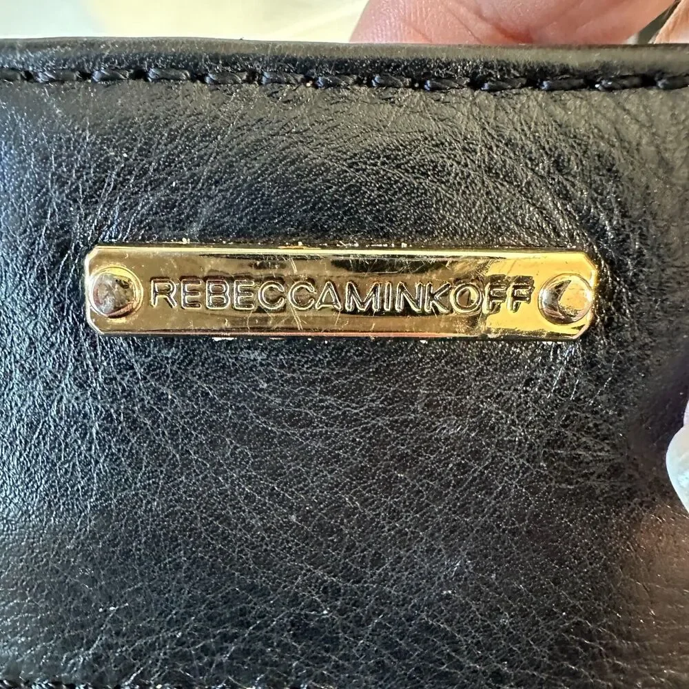 Rebecca Minkoff Black Leather Shoulder Bag Purse with Gold Hardware Chain Strap